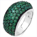 2.90 Carat Genuine Emerald & White Diamond .925 Sterling Silver Ring by Bids.com