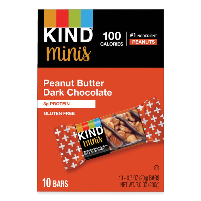 KIND Minis, Peanut Butter Dark Chocolate, 0.7 oz, 10/Pack