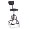 Safco Diesel Industrial Stool with Back, Supports Up to 250 lb, 22" to 27" Seat Height, Black Seat/Back, Pewter Base