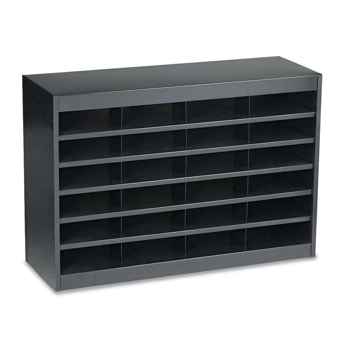 Safco Steel/Fiberboard E-Z Stor Sorter, 24 Compartments, 37.5 x 12.75 x 25.75, Black