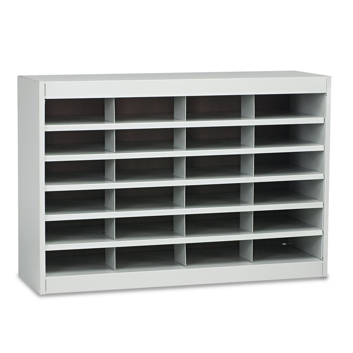 Safco Steel/Fiberboard E-Z Stor Sorter, 24 Compartments, 37.5 x 12.75 x 25.75, Gray