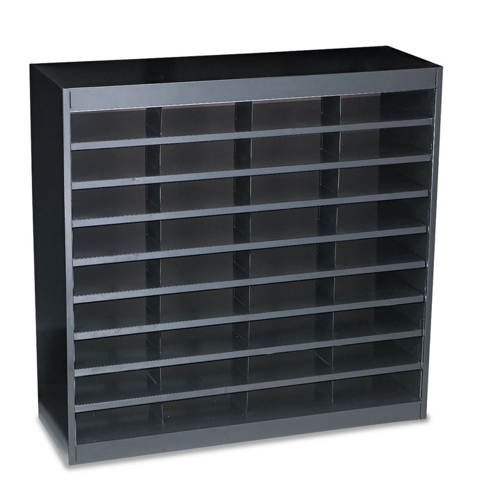 Safco Steel/Fiberboard E-Z Stor Sorter, 36 Compartments, 37.5 x 12.75 x 36.5, Black