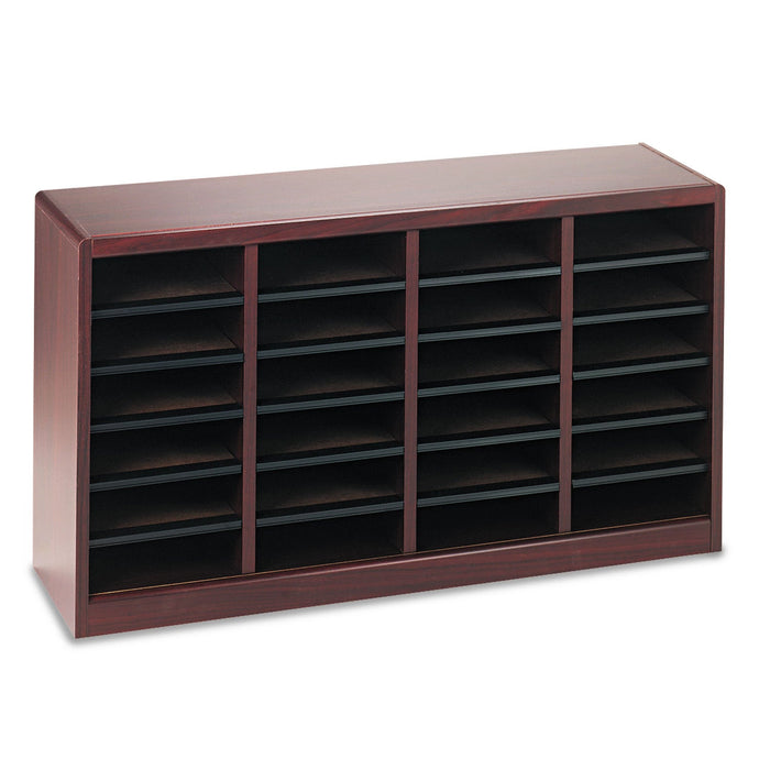 Safco Wood/Fiberboard E-Z Stor Sorter, 24 Compartments, 40 x 11.75 x 23, Mahogany