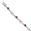 Genuine Red Garnet Diamond Sterling Silver Bracelet