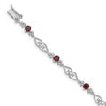 Genuine Red Garnet Diamond Sterling Silver Bracelet by Fine Color Jewels