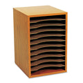Safco Wood Vertical Desktop Sorter, 11 Compartments, 10.63 x 11.88 x 16, Medium Oak
