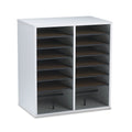 Safco Wood/Laminate Literature/CD Sorter, 16 Compartments, 19.5 x 11.75 x 21, Gray Wood