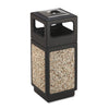Safco Canmeleon Ash/Trash Receptacle, Square, Aggregate/Polyethylene, 15 gal, Black