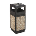 Safco Canmeleon Ash/Trash Receptacle, Square, Aggregate/Polyethylene, 15 gal, Black