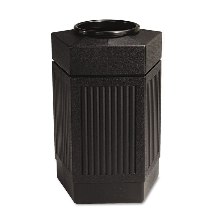 Safco Canmeleon Indoor/Outdoor Receptacle, Pentagon, Polyethylene, 30 gal, Black