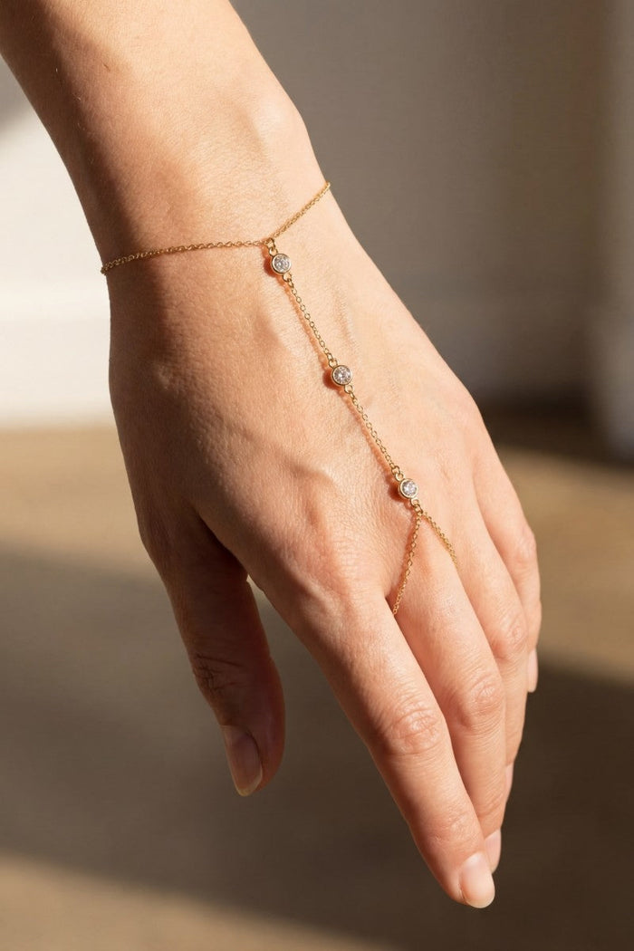 3 Cz Gems Intricate Hand Chain by Boutique 23