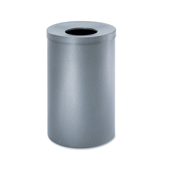 Safco Open-Top Waste Receptacle, Round, Steel, 35 gal, Black Speckle