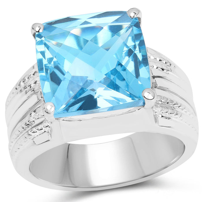7.50 Carat Genuine Swiss Blue Topaz .925 Sterling Silver Ring by Bids.com