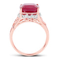 14K Rose Gold Plated 5.54 Carat Genuine Glass Filled Ruby & White Topaz .925 Sterling Silver Ring by Bids.com