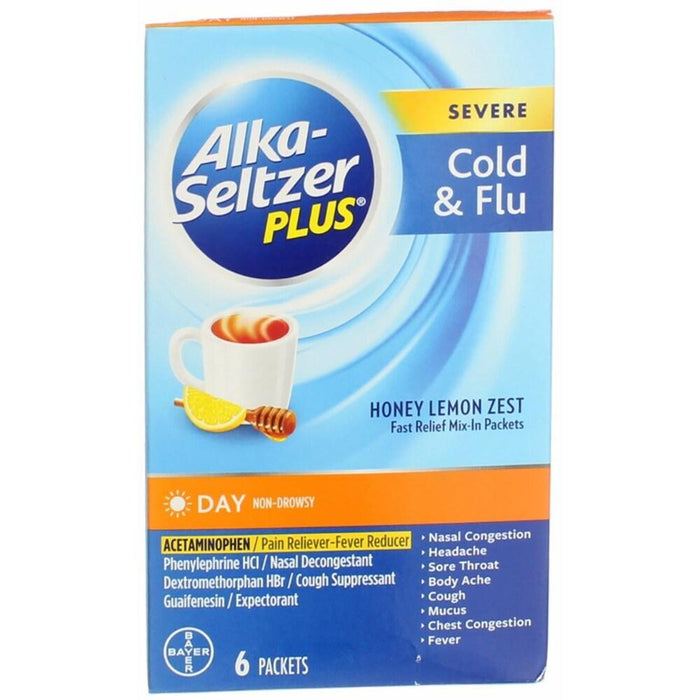 Alka-Seltzer Plus Cold & Flu Day Powder Packets, Honey Lemon Zest by Pasteur Pharmacy