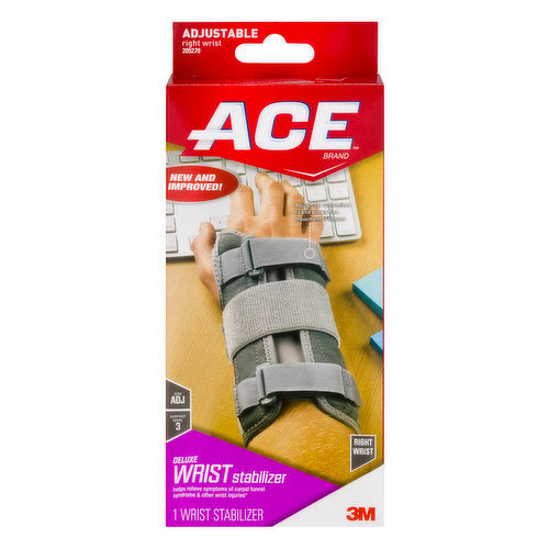 Ace Deluxe Right Wrist Stabilizer Adjustable Brace, Gray by Pasteur Pharmacy