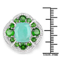 5.49 Carat Genuine Emerald, Chrome Diopside and White Diamond .925 Sterling Silver Ring by Bids.com