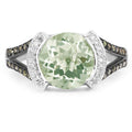 3.59 Carat Genuine Green Amethyst, Green Diamond & White Diamond .925 Sterling Silver Ring by Bids.com