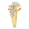 10K Two-Toned Diamond Bypass Ring (1 Cttw, H-I Color, SI2-I1 Clarity) - Size 6-1/2 by Bids.com