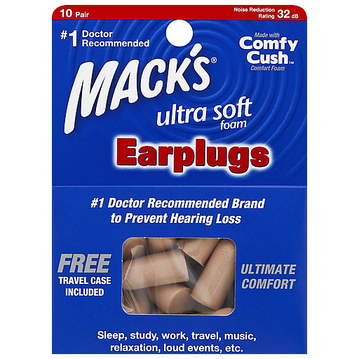 Mack's Ultra Soft Foam Earplugs - 20 Pair Bonus Pack, High Noise Reduction by Pasteur Pharmacy