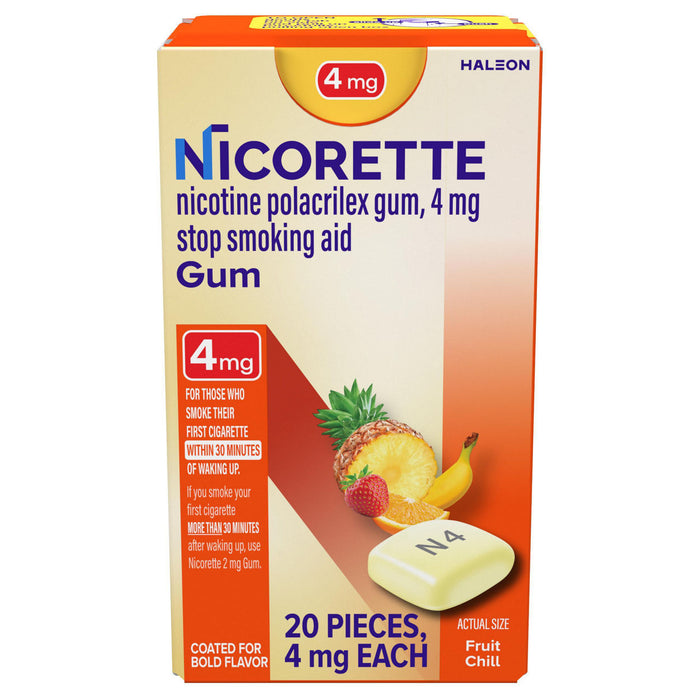 Nicorette Stop Smoking Aid, 4 Mg, Gum, Fruit Chill, Pocket Pack by Pasteur Pharmacy
