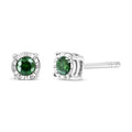 Sterling Silver Rose Cut Treated Green Diamond Solitaire Stud Earrings (0.25 cttw, Green Color, I2-I3 Clarity) by Bids.com