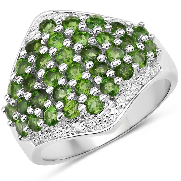 2.41 Carat Genuine Chrome Diopside and White Topaz .925 Sterling Silver Ring by Bids.com