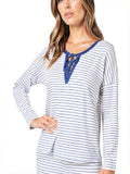 Alfani Printed Lace-Up Pajama Top, Size 3X by Vanessa Jane