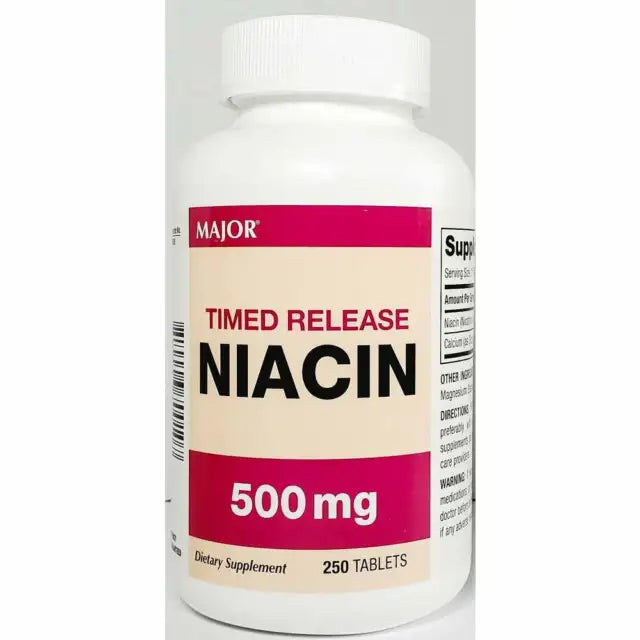 Major Niacin Timed Release 500 Mg Tablets 250ct -Expiration Date 12-2025 by Pasteur Pharmacy