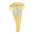 10K Yellow Gold 3/4 Cttw Channel Set Round and Baguette-cut Diamond Double Shank Bypass Ring (J-K Color, I1-I2 Clarity) - Size 6.75 by Bids.com
