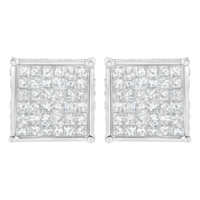 10K White Gold 2ct TDW Princess-Cut Composite Diamond Stud Earring (I-J ,I2-I3) by Bids.com