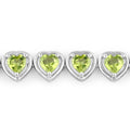 9.24 Ct Heart Green Peridot & Diamond Prong Silver Tennis Bracelet by Fine Color Jewels