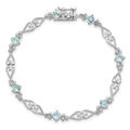 Genuine Sterling Silver Aquamarine Diamond Bracelet by Fine Color Jewels