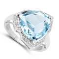 8.30 Carat Genuine Blue Topaz & White Diamond .925 Sterling Silver Ring by Bids.com