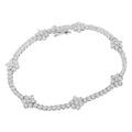 .925 Sterling Silver 1.0 cttw Miracle-Set Diamond Floral Station Tennis Bracelet (I-J Color, I3 Clarity) - 7-1/2" by Bids.com