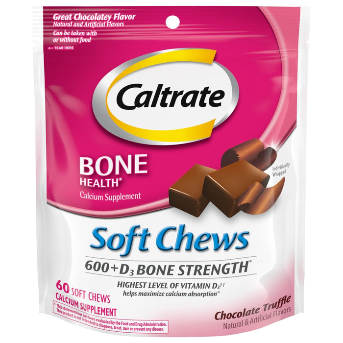 Caltrate Soft Chews 600+D3 Calcium Vitamin D Supplement, Chocolate Truffle by Pasteur Pharmacy