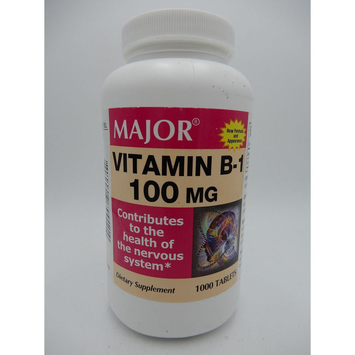 Major Vitamin B-1 100 Mg For Nervous System Health, 1000 Tablets 810006700114VL by Pasteur Pharmacy