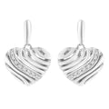 Sterling Silver Heart Diamond Accent Puff Earrings (I-J, I1-I2) by Bids.com