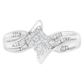 10K White Gold 1/3 Cttw Princess and Baguette Cut Diamond Bypass Style Cocktail Ring (I-J Color, I1-I2 Clarity) - Size 4 by Bids.com