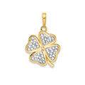 14K Yellow Gold Four Leaf Clover Charm Pendant by Fine Color Jewels