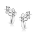 .925 Sterling Silver Prong Set Diamond Accent Floral Cross Stud Earring (I-J Color, I1-I2 Clarity) by Bids.com
