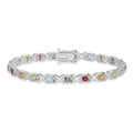 Natural Multi Stone Bracelet Sterling Silver by Fine Color Jewels