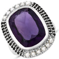 9.59 Carat Genuine Amethyst, Pearl and Black Spinel .925 Sterling Silver Ring by Bids.com