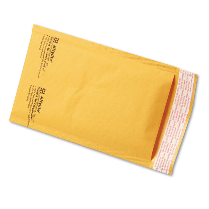 Sealed Air Jiffylite Self-Seal Bubble Mailer, #00, Barrier Bubble Air Cell Cushion, Self-Adhesive Closure, 5 x 10, Brown Kraft, 250/CT
