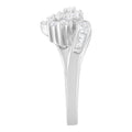 14K White Gold Round and Baguette Diamond Bypass Ring (1/2 cttw, H-I Color, I1-I2 Clarity) - Ring Size 6 by Bids.com