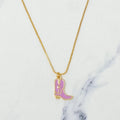 Cow Girl Boot Pendant Necklace