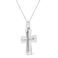 .925 Sterling Silver Prong-Set Diamond Accent Cross 18" Pendant Necklace (I-J Color, I1-I2 Clarity) by Bids.com