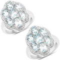 3.09 Carat Genuine Aquamarine and White Zircon .925 Sterling Silver Ring by Bids.com