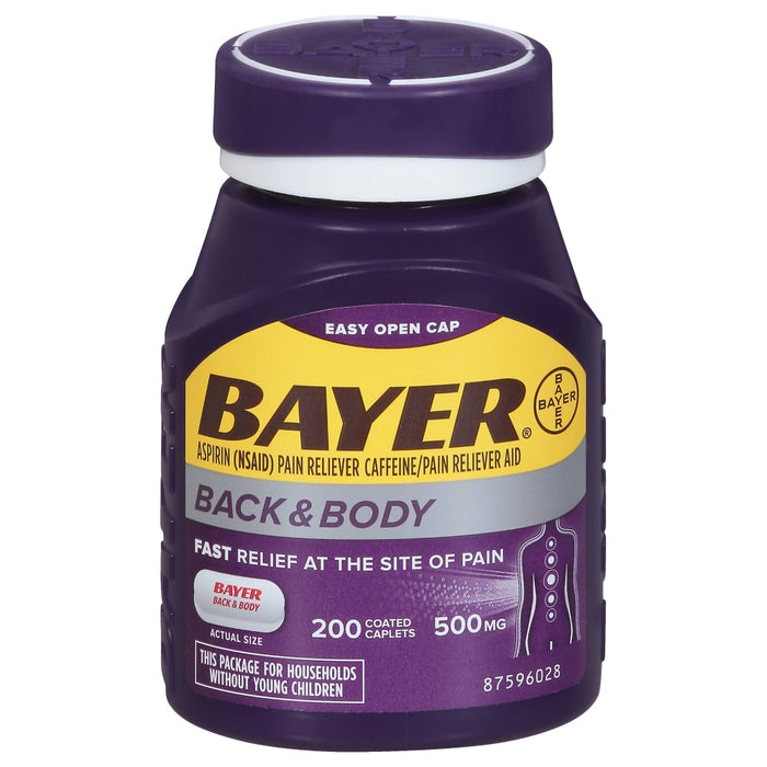 Bayer Back & Body Extra Strength Pain Reliever – 200 Count Value Pack – 500mg Aspirin & 32.5mg Caffeine by Pasteur Pharmacy
