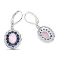 4.00 Carat Genuine Opal Pink, Blue Sapphire and White Topaz .925 Sterling Silver Earrings by Bids.com